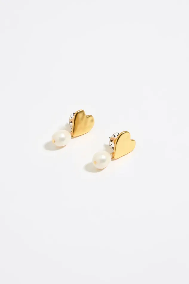 Golden Hearts And Pearls Earrings Gold Women Bimba Y Lola Jewelry Golden Hearts And Pearls Earrings Gold Women Bimba Y Lola Jewelry