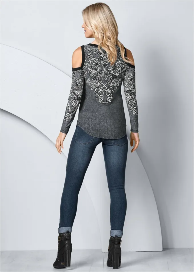 GRAPHIC PRINT TOP Black Multi Women VENUS Casual Tops