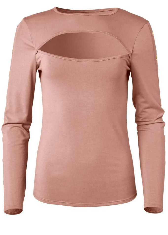 GROMMET SLEEVE KEYHOLE TOP Blush Women VENUS Night Out Tops