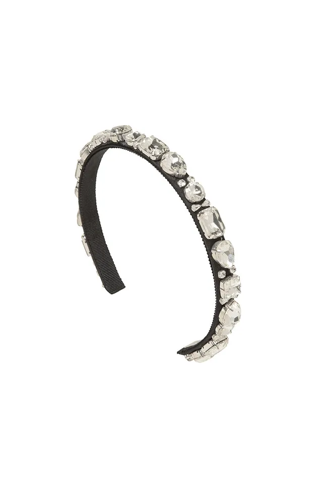 Hair Accessories Women LoveShackFancy Jennifer Behr Lucia Headband Black Crystal