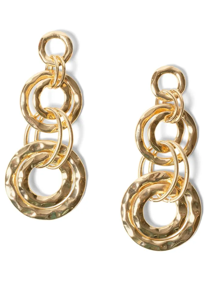 HAMMERED METAL TIERED HOOP EARRINGS Gold Women VENUS Earrings
