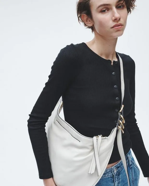 Handbags Women Rag and Bone Spire Leather Shoulder Bag Antique White
