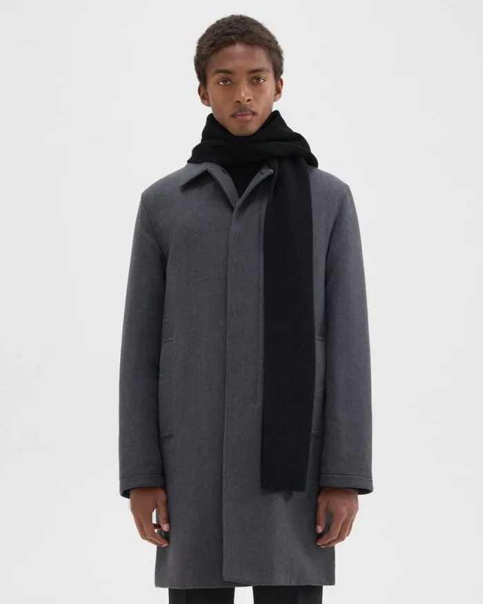 Hats Scarves Men Theory Camden Scarf In Ribbed Cashmere Black