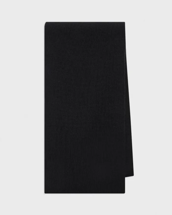 Hats Scarves Men Theory Camden Scarf In Ribbed Cashmere Black