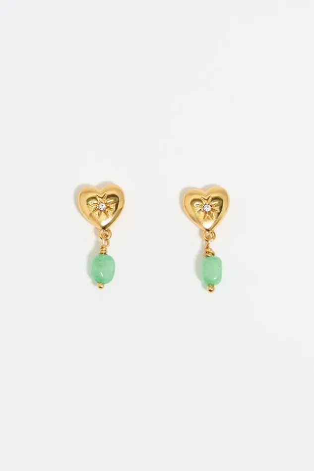 Heart And Stone Earrings Gold Women Bimba Y Lola Earrings