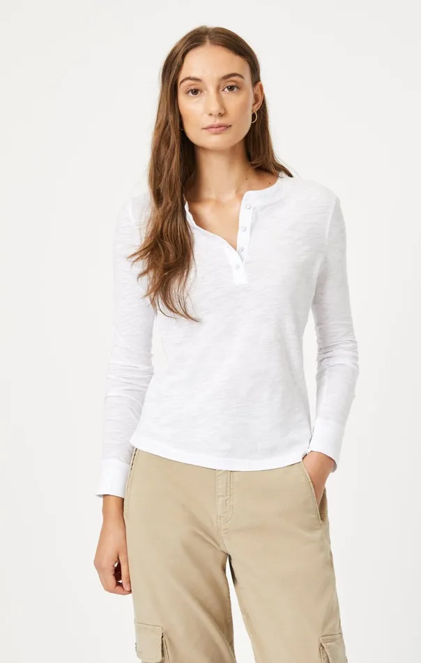 Henley TShirt In White Women Mavi Jeans Tops and TShirts