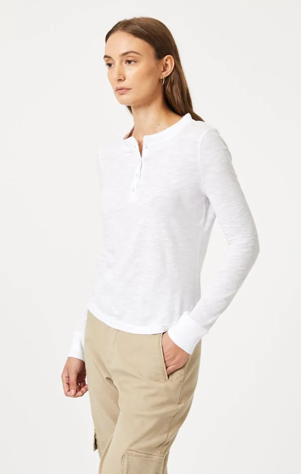 Henley TShirt In White Women Mavi Jeans Tops and TShirts