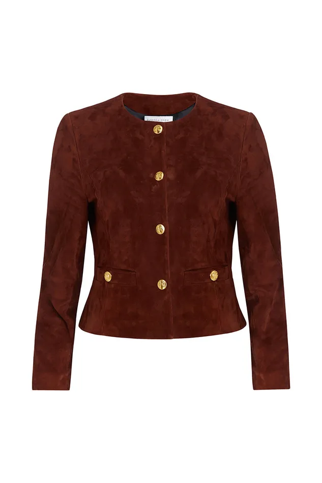 Jackets and Coats Women LoveShackFancy Susanna Chow New York Tessa Suede Jacket Brown