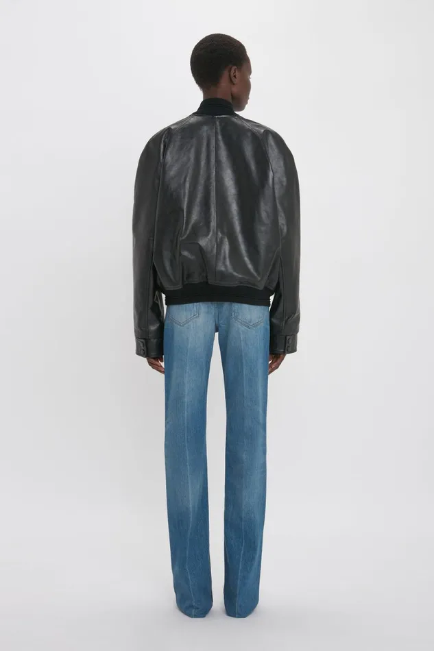 Jackets and Coats Women Victoria Beckham Leather Varsity Jacket In Black