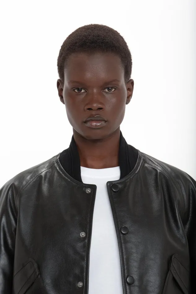 Jackets and Coats Women Victoria Beckham Leather Varsity Jacket In Black