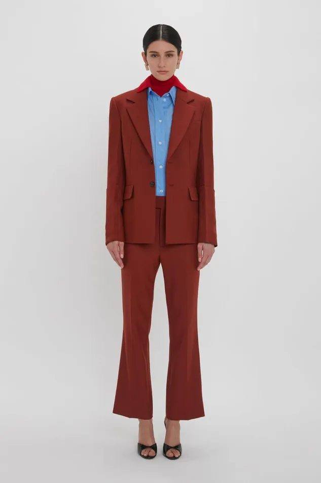 Jackets and Coats Women Victoria Beckham Sleeve Detail Patch Pocket Jacket In Russet