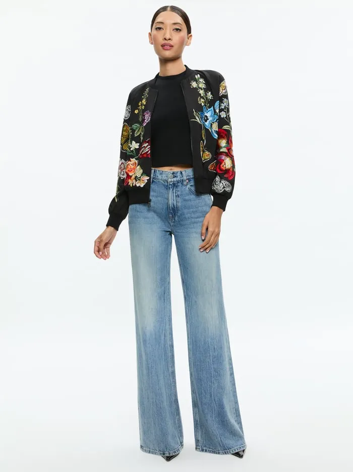 Jackets Coats Women Alice Olivia Felisa Embellished Varsity Jacket Le Parisien Black