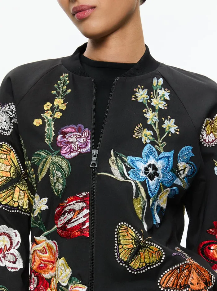 Jackets Coats Women Alice Olivia Felisa Embellished Varsity Jacket Le Parisien Black
