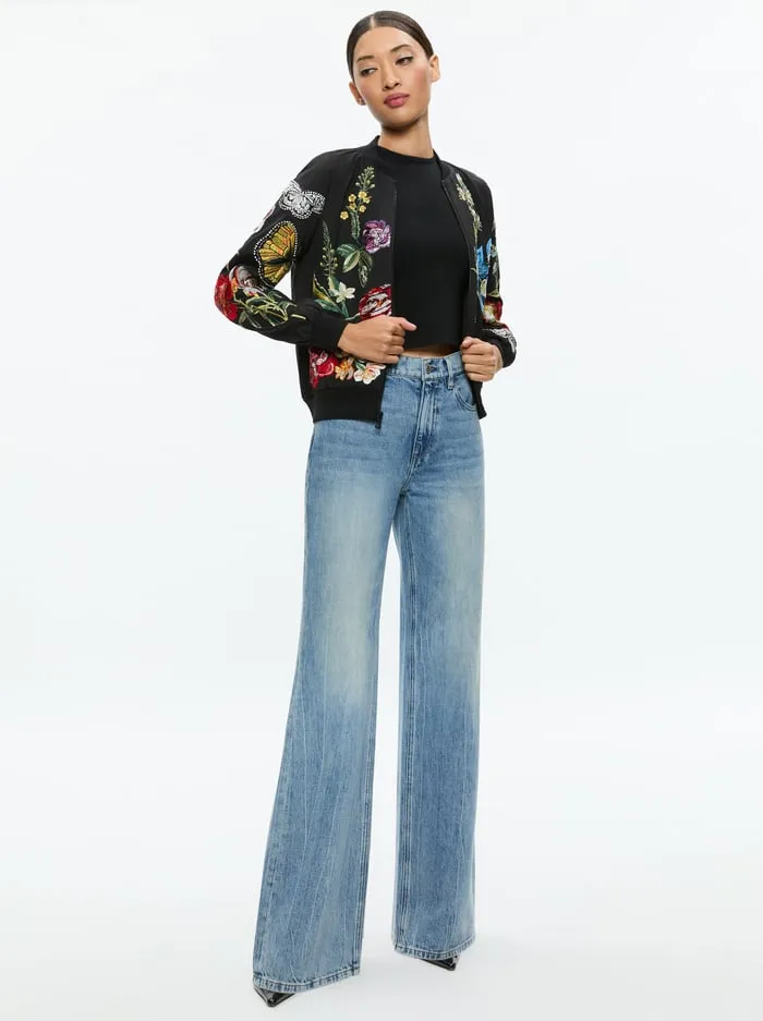 Jackets Coats Women Alice Olivia Felisa Embellished Varsity Jacket Le Parisien Black