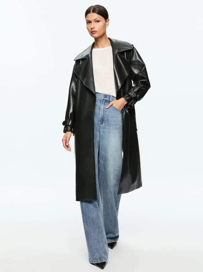 Jackets Coats Women Alice Olivia Nevada Vegan Trench Black