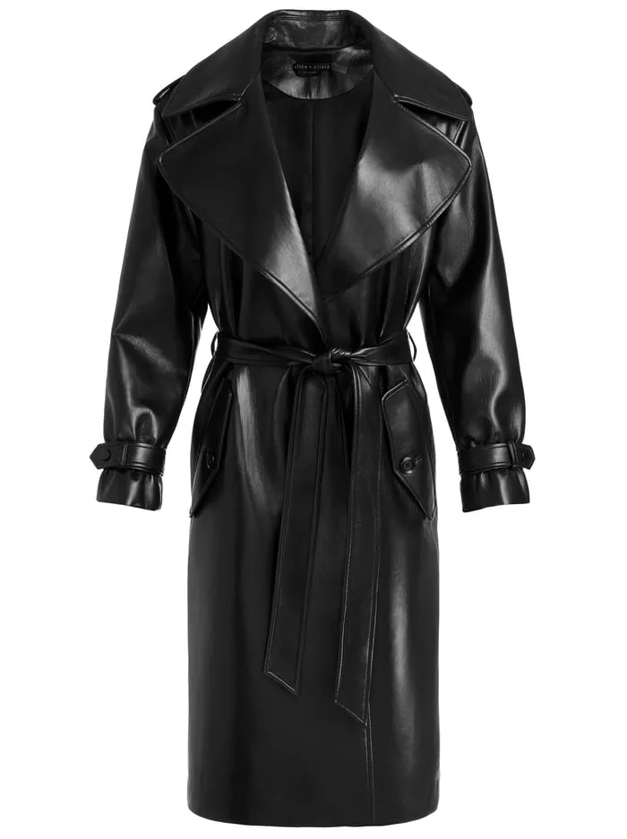Jackets Coats Women Alice Olivia Nevada Vegan Trench Black