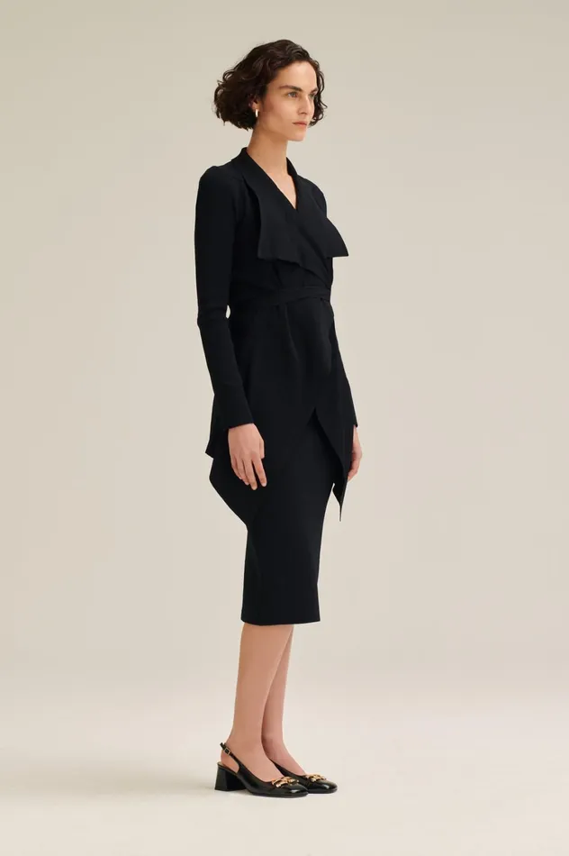 Jackets Women Scanlan Theodore CREPE KNIT DRAPE FRONT JACKET Black Jackets Women Scanlan Theodore CREPE KNIT DRAPE FRONT JACKET Black