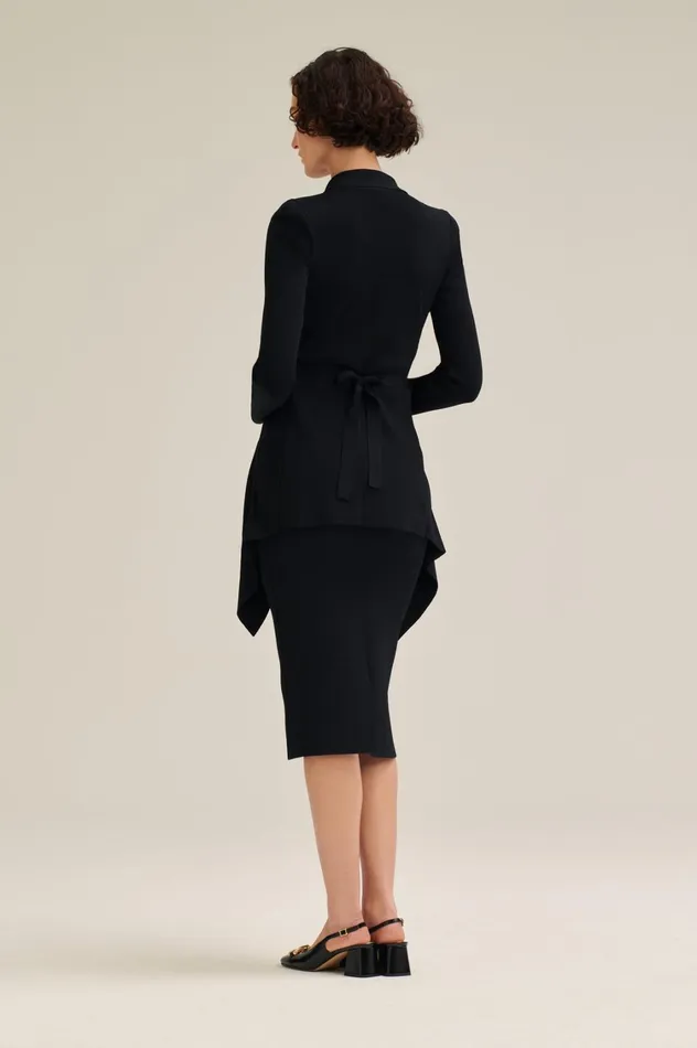 Jackets Women Scanlan Theodore CREPE KNIT DRAPE FRONT JACKET Black Jackets Women Scanlan Theodore CREPE KNIT DRAPE FRONT JACKET Black