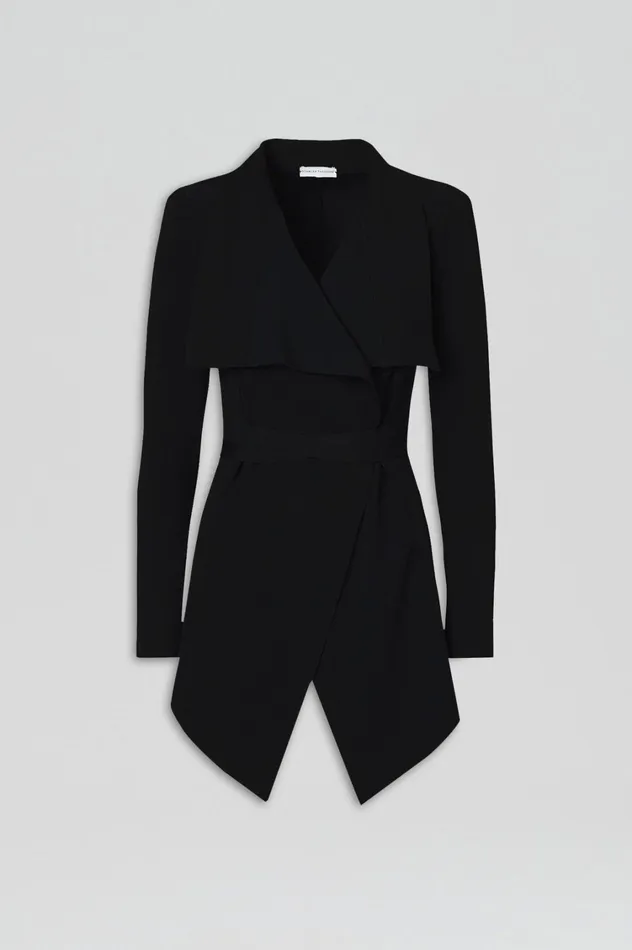 Jackets Women Scanlan Theodore CREPE KNIT DRAPE FRONT JACKET Black Jackets Women Scanlan Theodore CREPE KNIT DRAPE FRONT JACKET Black
