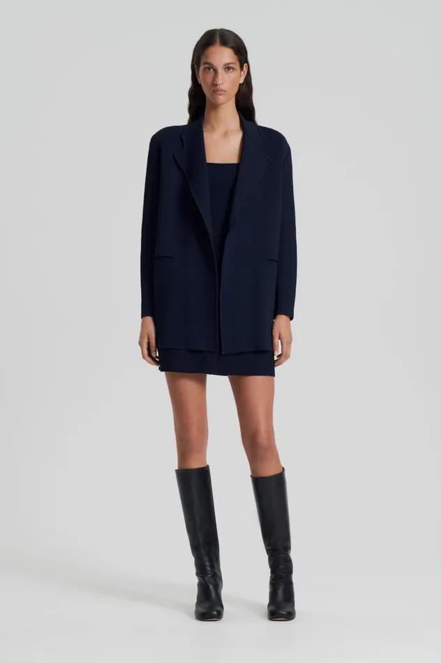 Jackets Women Scanlan Theodore CREPE KNIT LOOSE TAILORED JACKET Navy