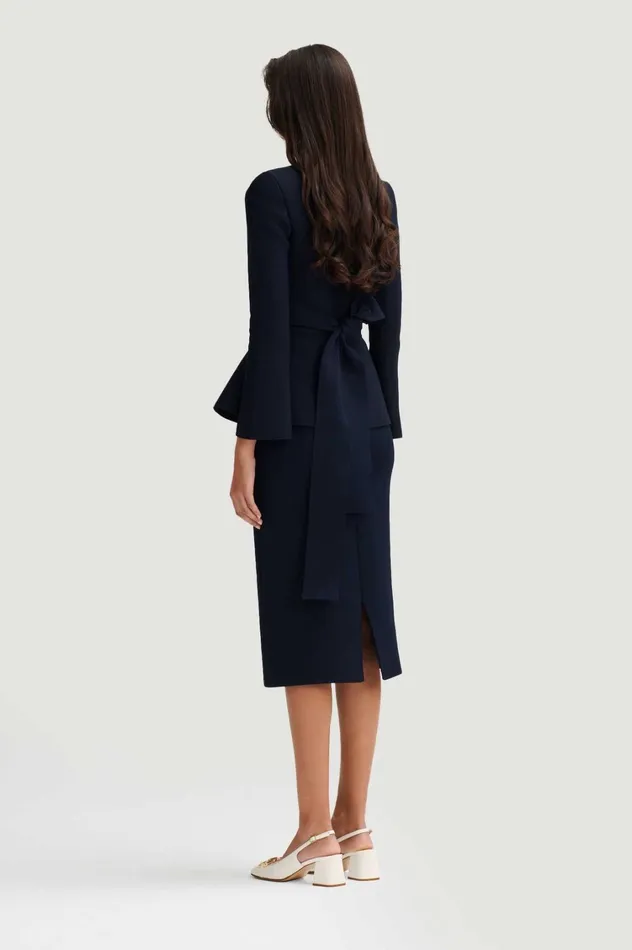 Jackets Women Scanlan Theodore CREPE KNIT RUFFLE JACKET Navy