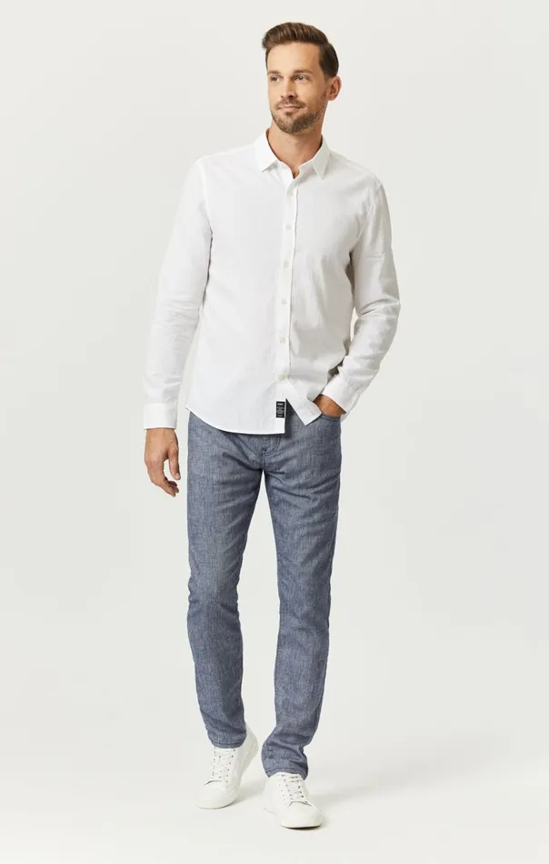 Jake Slim Leg In Indigo Linen Men Mavi Jeans Pants