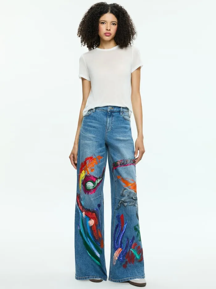 Jeans Women Alice Olivia Tucker Painted Jean Avery Bluemulti