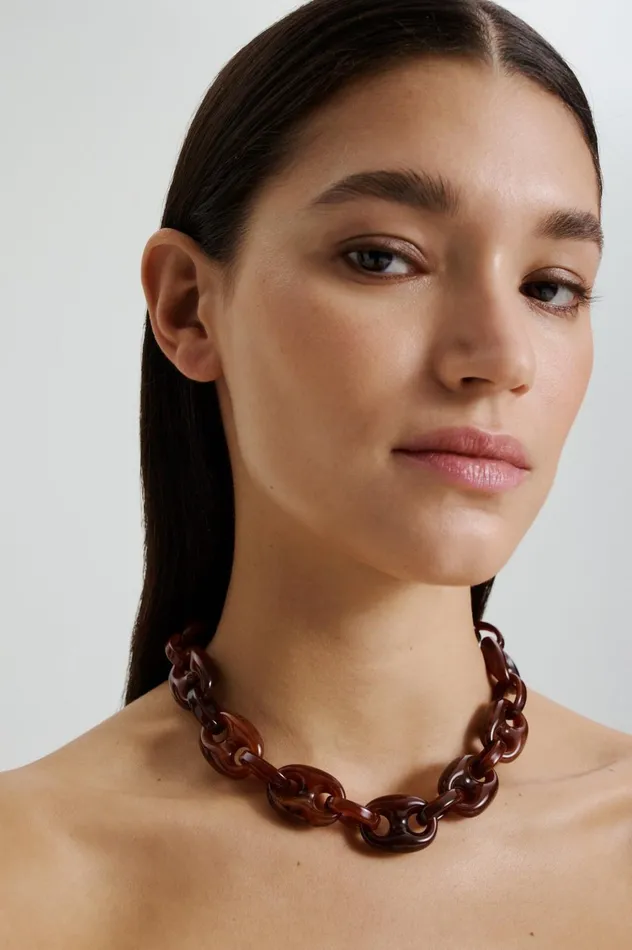 Jewelry Women Scanlan Theodore ITALIAN RESIN MARINER CHOKER Amber