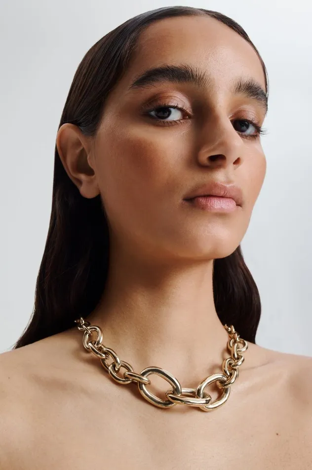 Jewelry Women Scanlan Theodore OVAL LINK CHAIN CHOKER Lightgold