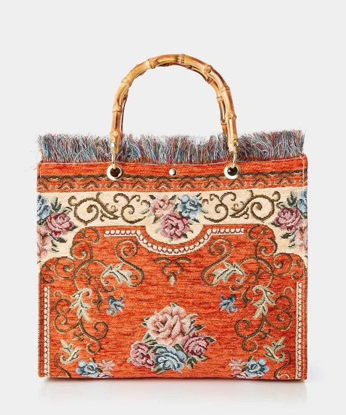 Joe Browns Accessories and Jewellery Women Fascinating Bamboo Carpet Bag Orange