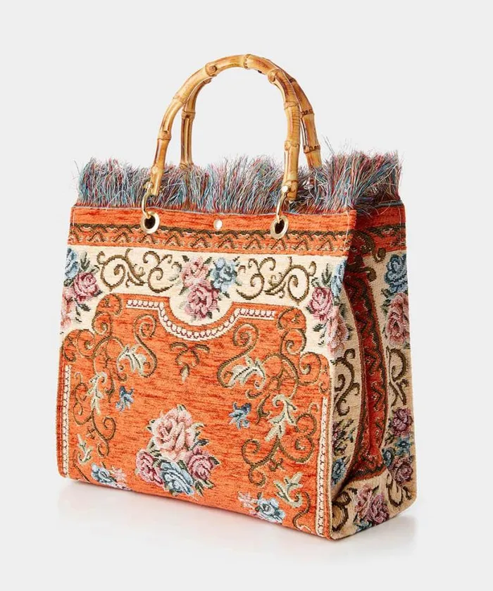 Joe Browns Accessories and Jewellery Women Fascinating Bamboo Carpet Bag Orange