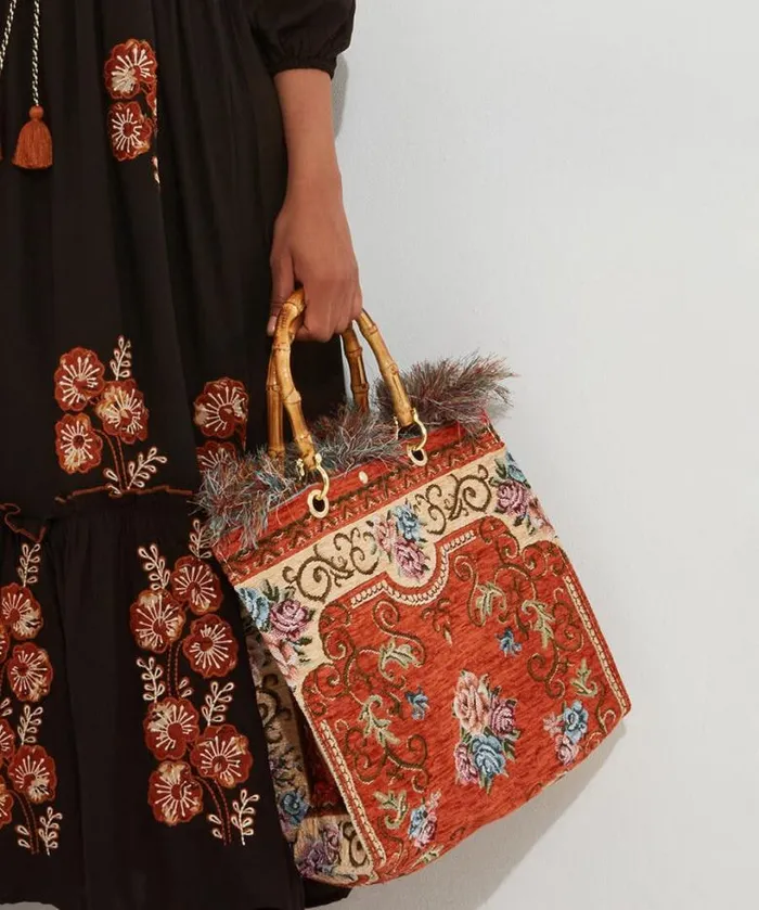 Joe Browns Accessories and Jewellery Women Fascinating Bamboo Carpet Bag Orange