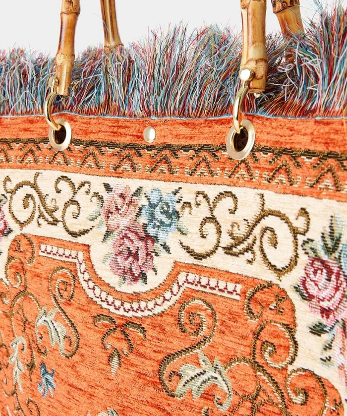 Joe Browns Accessories and Jewellery Women Fascinating Bamboo Carpet Bag Orange