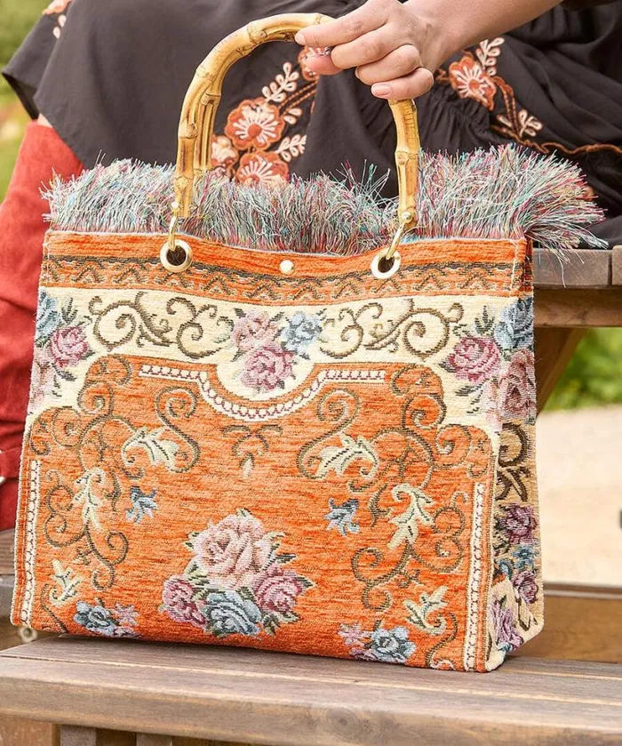 Joe Browns Accessories and Jewellery Women Fascinating Bamboo Carpet Bag Orange