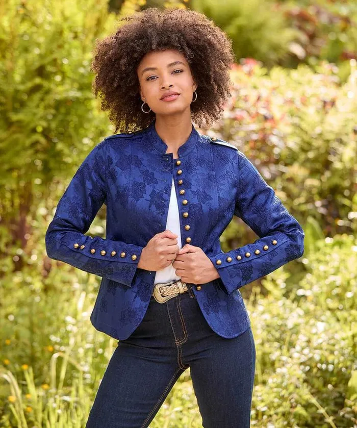Joe Browns Blazers Women Must Have Military Jacquard Jacket Blue