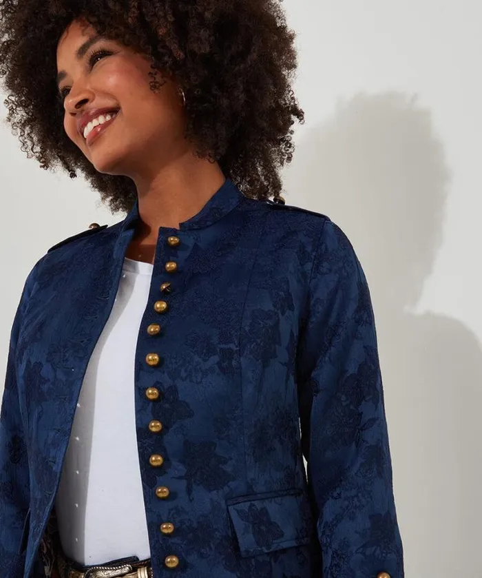 Joe Browns Blazers Women Must Have Military Jacquard Jacket Blue