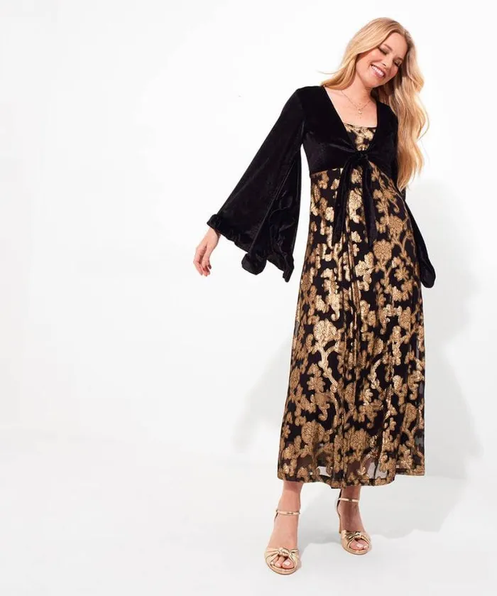 Joe Browns Dresses Women Belle Jacquard And Velvet Dress Black
