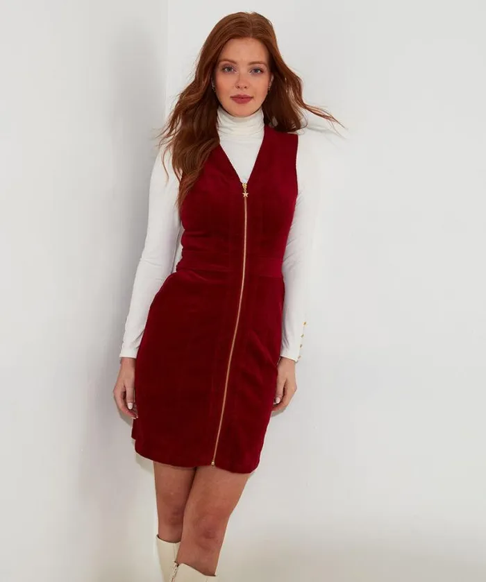 Joe Browns Dresses Women Confident Cord Pinafore Dress Burnt Orange