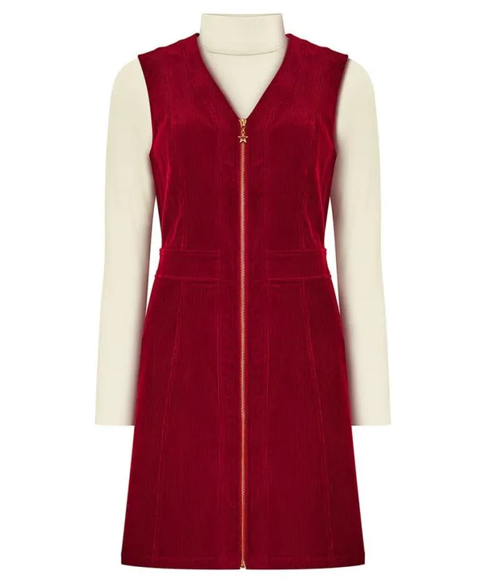 Joe Browns Dresses Women Confident Cord Pinafore Dress Burnt Orange