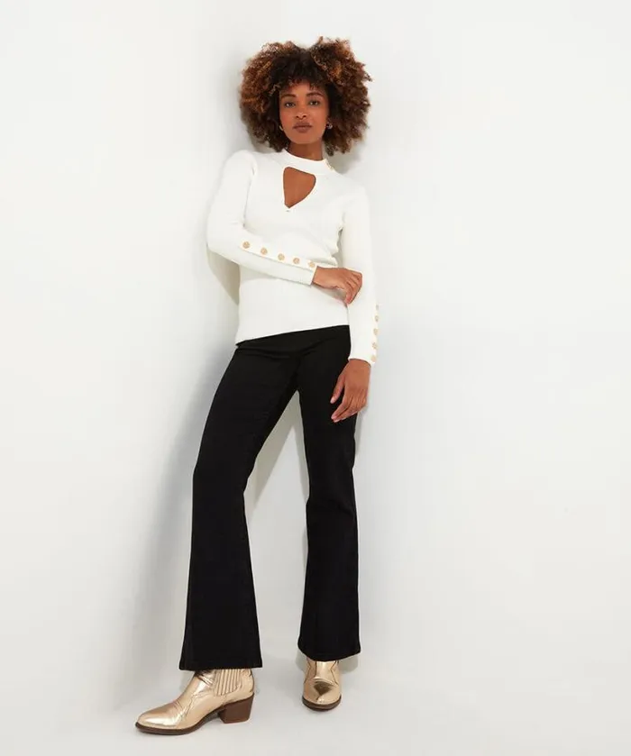 Joe Browns Knitwear and Cardigans Women Feeling Fancy Keyhole Jumper Cream Joe Browns Knitwear and Cardigans Women Feeling Fancy Keyhole Jumper Cream