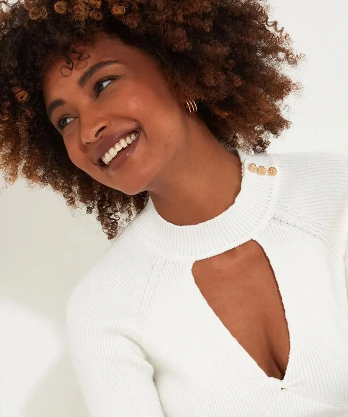 Joe Browns Knitwear and Cardigans Women Feeling Fancy Keyhole Jumper Cream Joe Browns Knitwear and Cardigans Women Feeling Fancy Keyhole Jumper Cream