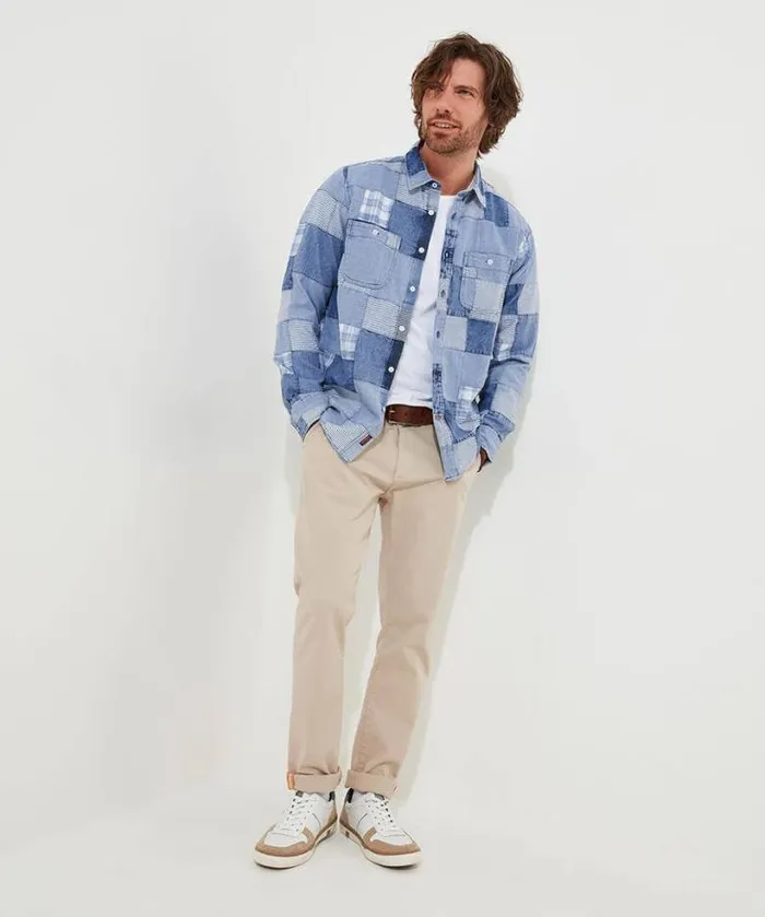 Joe Browns Shirts Men Perfect Patchwork Shirt Blue Joe Browns Shirts Men Perfect Patchwork Shirt Blue