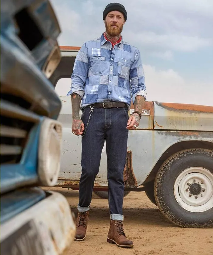 Joe Browns Shirts Men Perfect Patchwork Shirt Blue Joe Browns Shirts Men Perfect Patchwork Shirt Blue