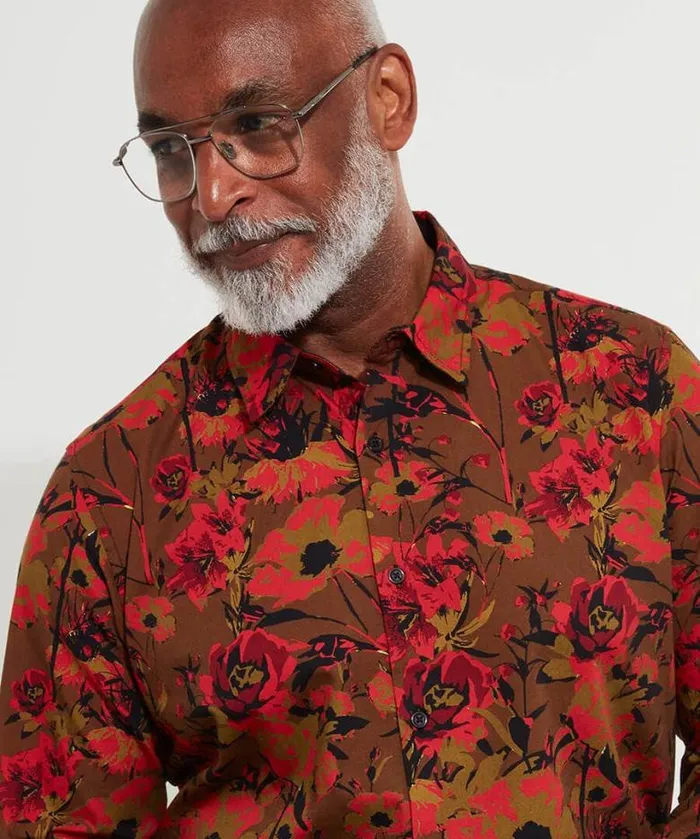Joe Browns Shirts Men Wild Flower Shirt Toffee