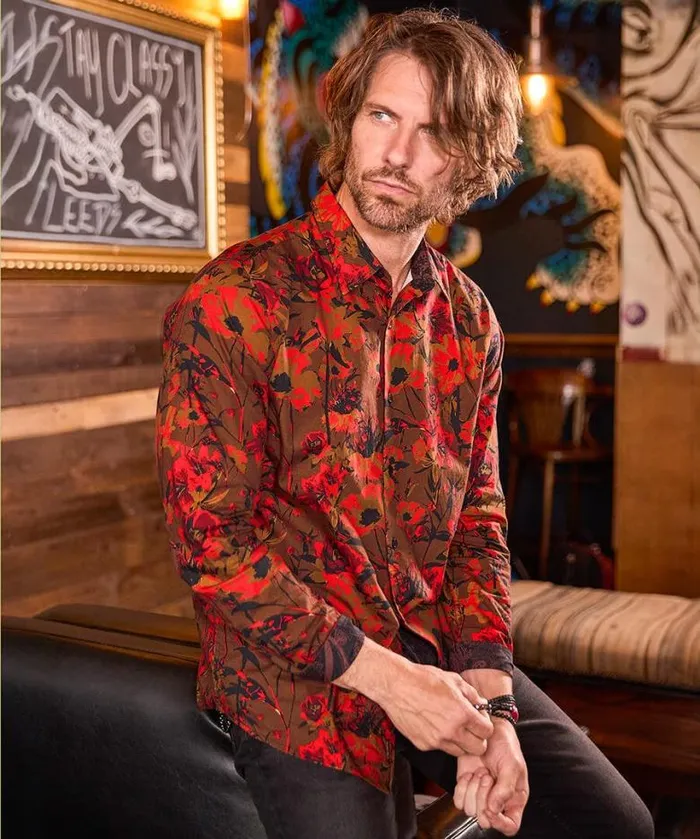 Joe Browns Shirts Men Wild Flower Shirt Toffee Joe Browns Shirts Men Wild Flower Shirt Toffee