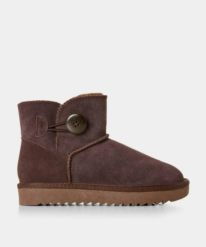 Joe Browns Shoes Sandals and Boots Women Cosy Button Trim Suede Boots Dark Brown Joe Browns Shoes Sandals and Boots Women Cosy Button Trim Suede Boots Dark Brown