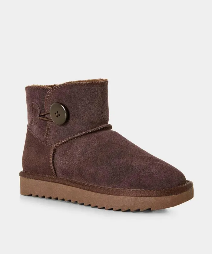 Joe Browns Shoes Sandals and Boots Women Cosy Button Trim Suede Boots Dark Brown Joe Browns Shoes Sandals and Boots Women Cosy Button Trim Suede Boots Dark Brown