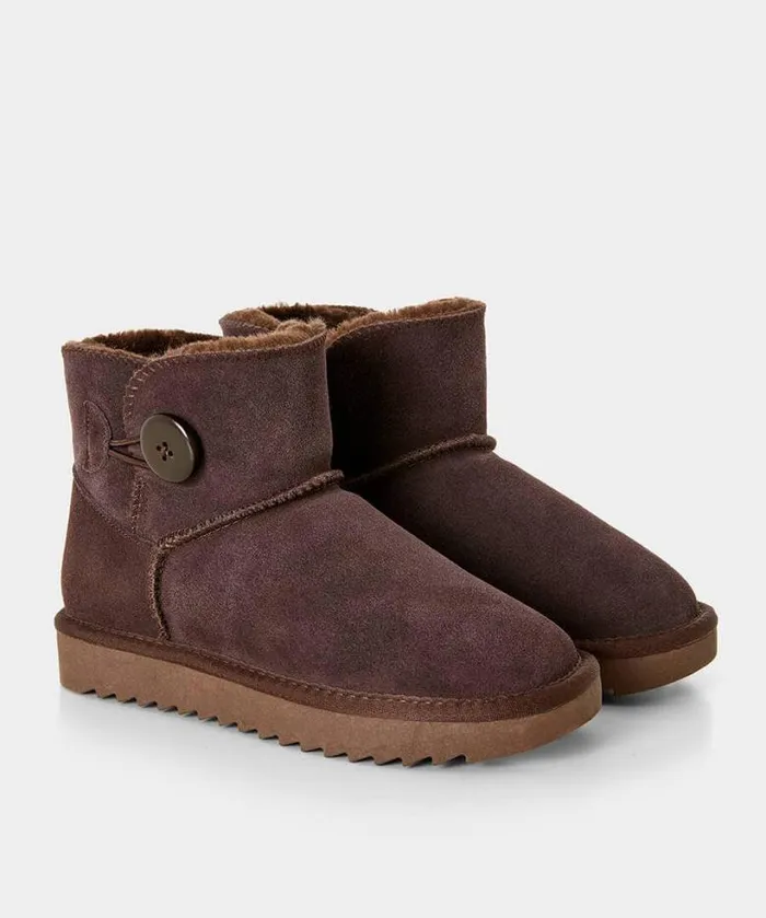 Joe Browns Shoes Sandals and Boots Women Cosy Button Trim Suede Boots Dark Brown Joe Browns Shoes Sandals and Boots Women Cosy Button Trim Suede Boots Dark Brown