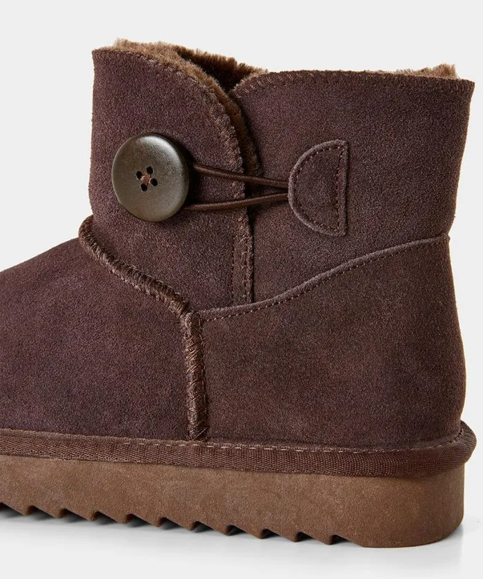 Joe Browns Shoes Sandals and Boots Women Cosy Button Trim Suede Boots Dark Brown Joe Browns Shoes Sandals and Boots Women Cosy Button Trim Suede Boots Dark Brown