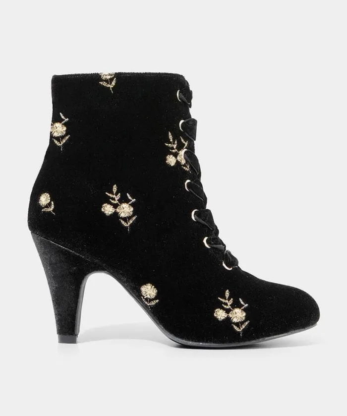 Joe Browns Shoes Sandals and Boots Women Evening Rose Velvet Boots Black